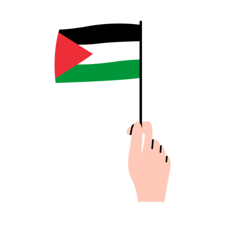 Hand Holding Palestine Flag  Illustration