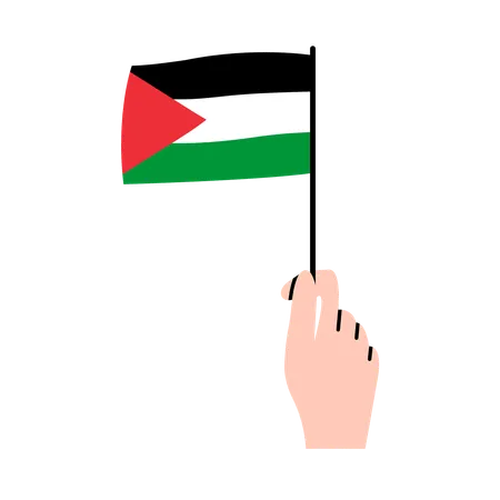 Hand Holding Palestine Flag  Illustration