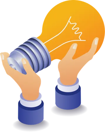 Hand raising idea lamp  Illustration