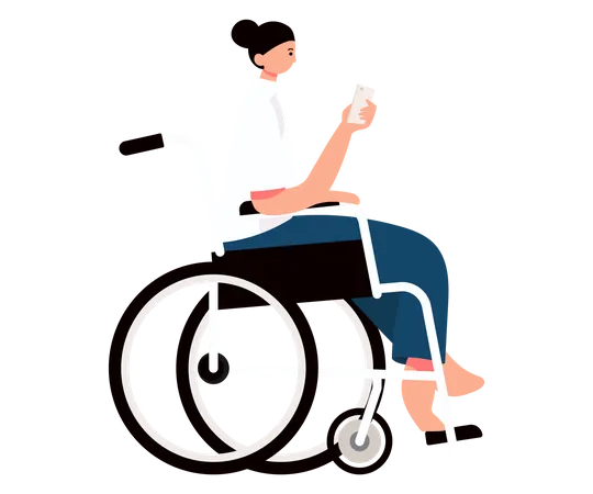 Handicapped Girl using mobile  Illustration