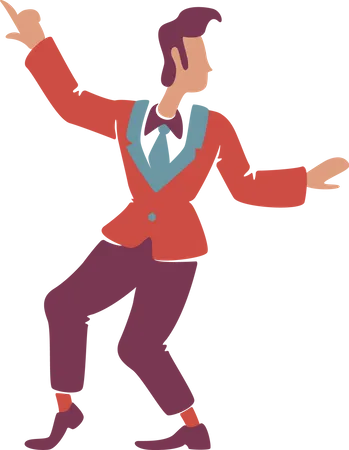 Handsome guy in red blazer with hand up  Illustration