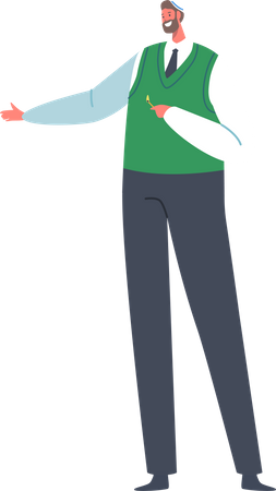 Handsome Jewish Businessman in Green Vest  Illustration