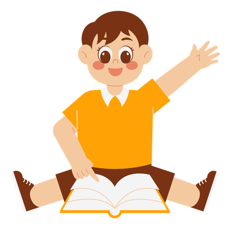 Happy Boy Reading Book  Illustration