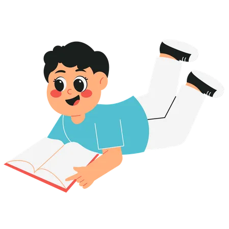 Happy Boy Reading Book  Illustration