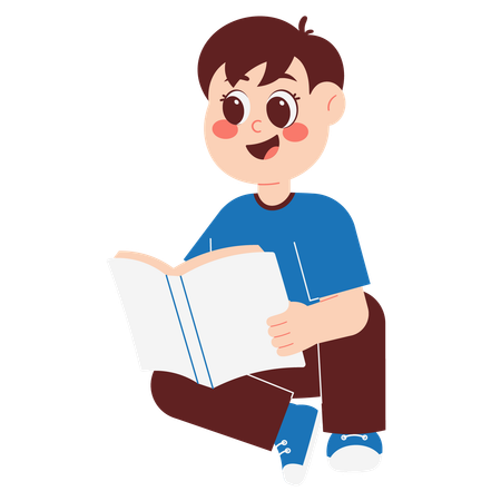 Happy Boy Reading Book  Illustration