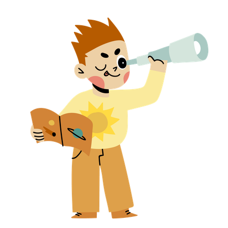 Happy Boy with telescope  Illustration