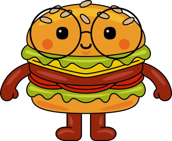 Happy Burger Mascot  Illustration