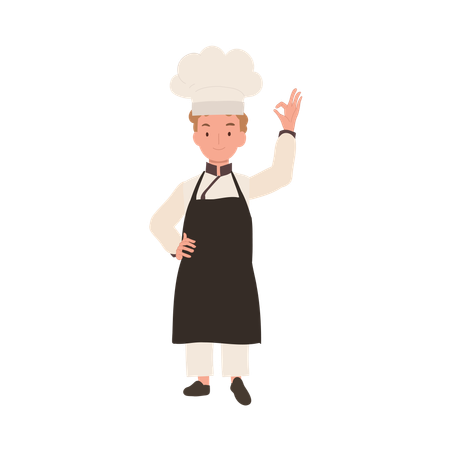 Happy Chef Doing OK Hand Sign  イラスト