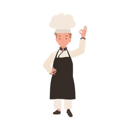 Happy Chef Doing OK Hand Sign  イラスト