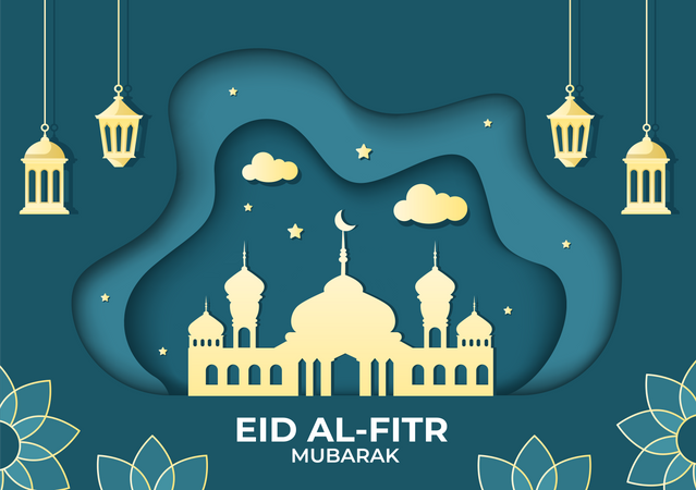 Happy Eid Al-Fitr Mubarak  일러스트레이션