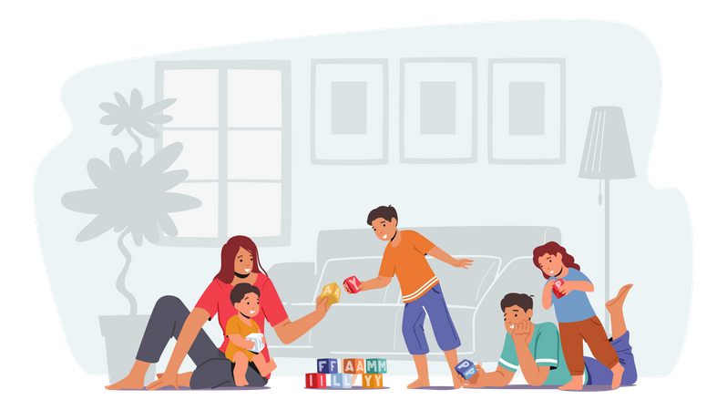 Happy Family Spare Time  Illustration