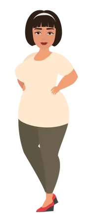 Happy fat woman  Illustration