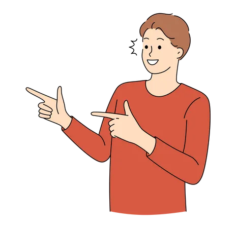 Happy man pointing  Illustration