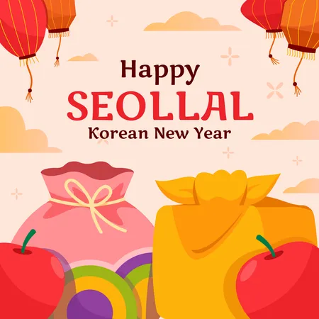 Happy seollal korean new year  Illustration