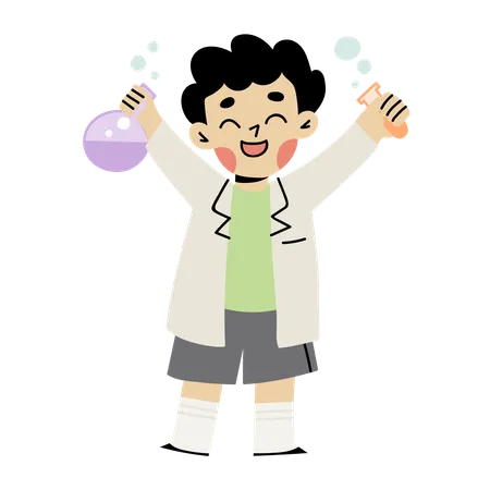 Happy Student with Lab Equipment  Illustration