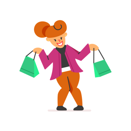 Happy woman by shopping  Illustration