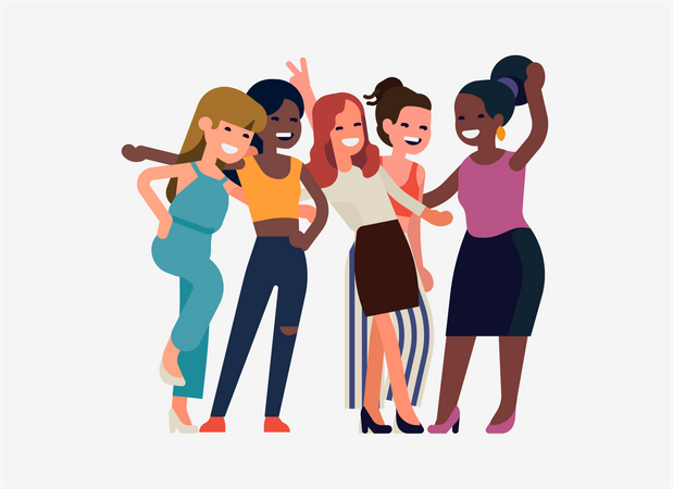 Happy women laughing together  Illustration