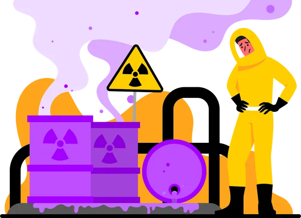 Hazardous waste causing pollution  イラスト