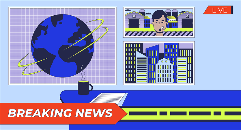 Headlines breaking news studio  Illustration