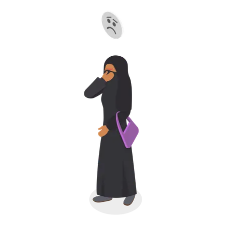 Hijab Girl getting Domestic Violence  Illustration