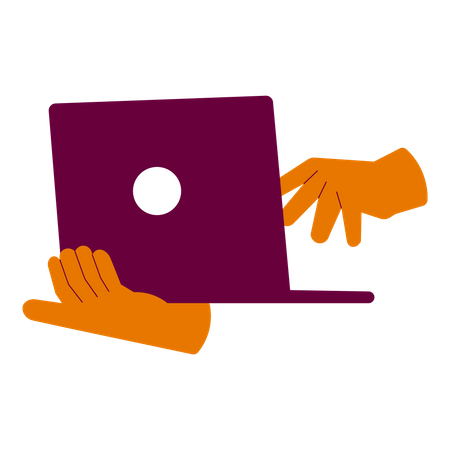 Holding laptop  Illustration