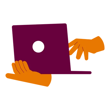 Holding laptop  Illustration