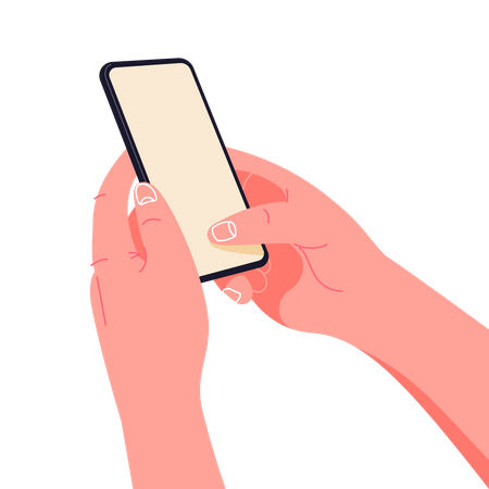 Holding phone in two hands  イラスト