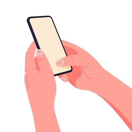 Holding phone in two hands  イラスト