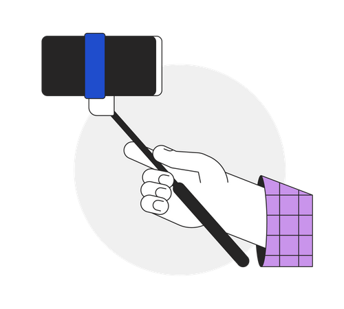 Holding selfie stick with smart phone  Illustration