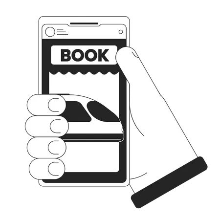 Holding smartphone for buying tickets  Illustration