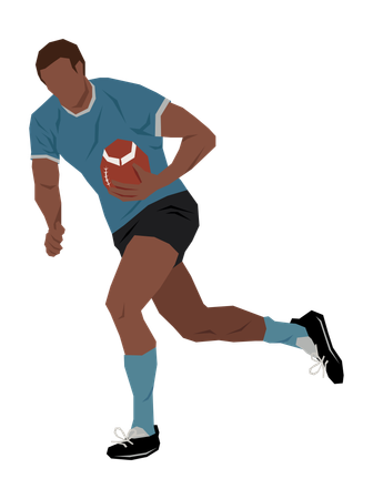 Hombre jugando pelota de rugby  Ilustración