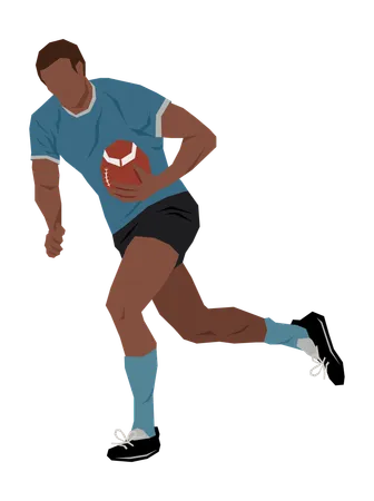 Hombre jugando pelota de rugby  Ilustración