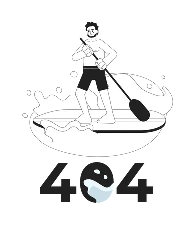 Hombre remando en el lago error 404  Ilustración