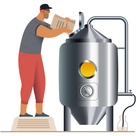 Homem cozinhando usando máquina de cozinhar  Ilustração