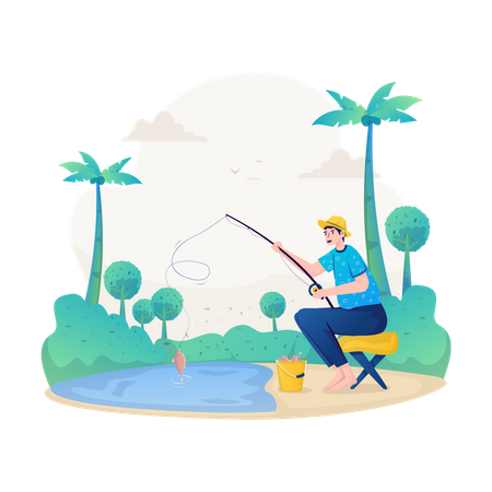 Homem pescando  Ilustração