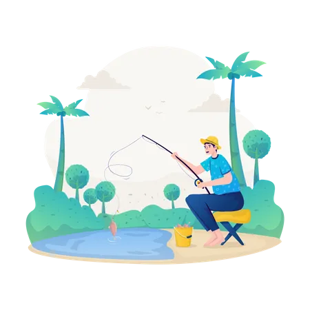 Homem pescando  Ilustração