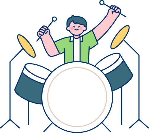 Homem tocando bateria  Ilustração