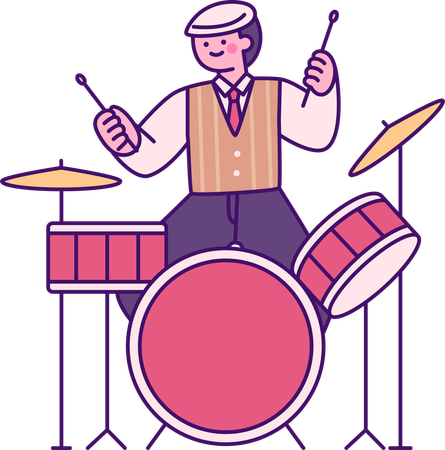 Homem tocando baterista  Ilustração