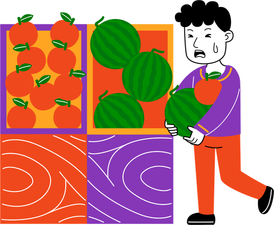 Man Shopper achète des fruits au supermarché  Illustration