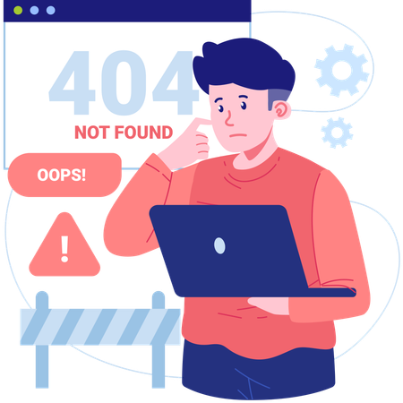 Homme avec l'erreur 404 introuvable  Illustration