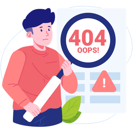 Homme avec le symbole Erreur 404 Not Found  Illustration