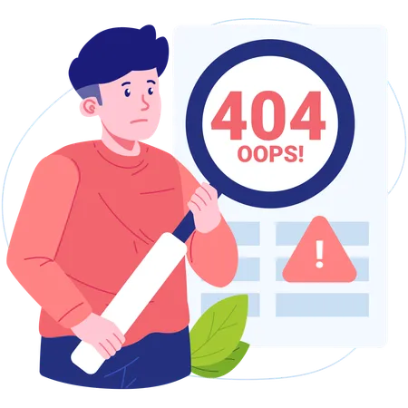 Homme avec le symbole Erreur 404 Not Found  Illustration