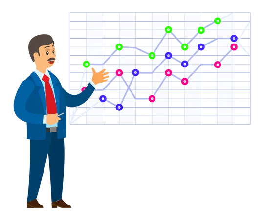 Homme d'affaires faisant une analyse  Illustration