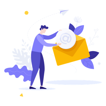 Homme envoyant du courrier marketing  Illustration