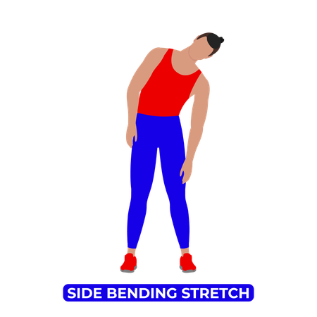 Homme faisant des étirements de flexion latérale  Illustration