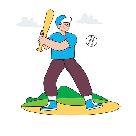 Homme jouant au baseball  Illustration