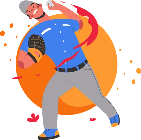 Homme lançant une balle de baseball  Illustration