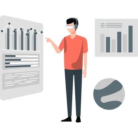 L'homme pointe un graphique analytique  Illustration