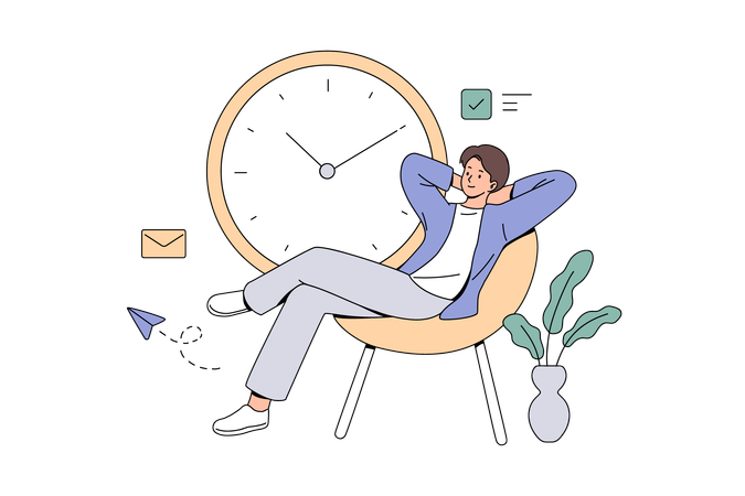 Homme prenant une pause dans ses heures de travail  Illustration