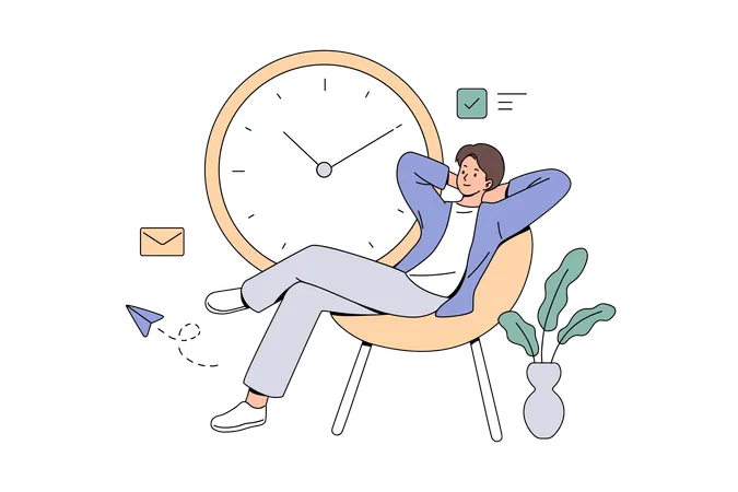 Homme prenant une pause dans ses heures de travail  Illustration